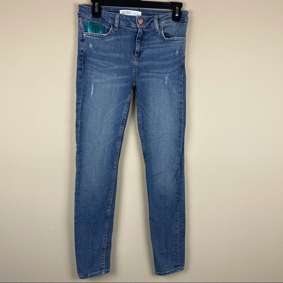Zara Basic sequin pocket skinny jeans US 4 - Picture 1 of 5